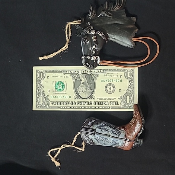 CHRISTMAS TREE  MAJESTIC  HORES HEAD  ORNAMENT And COWBOY  BOOT NEW NT - Picture 10 of 10